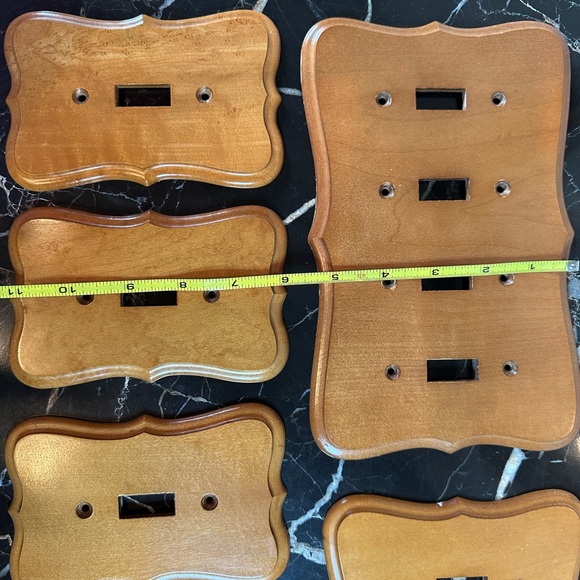 Set of Vintage Colonial Wooden Light Switch Plates - Quad, Double, & 4 Single - Picture 14 of 14
